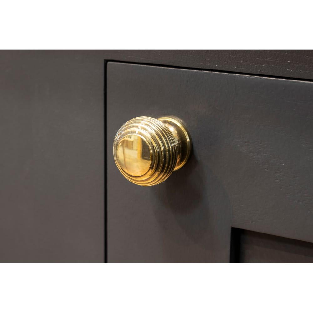 From The Anvil Beehive Round Cabinet Knob - 30mm Diameter - Antique Brass