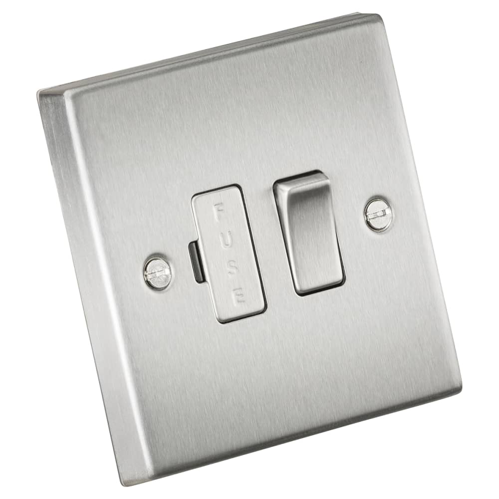 Despatch Spur Knightsbridge 13A 1 Gang Square Edge Switched Fused Spur - Brushed ...
