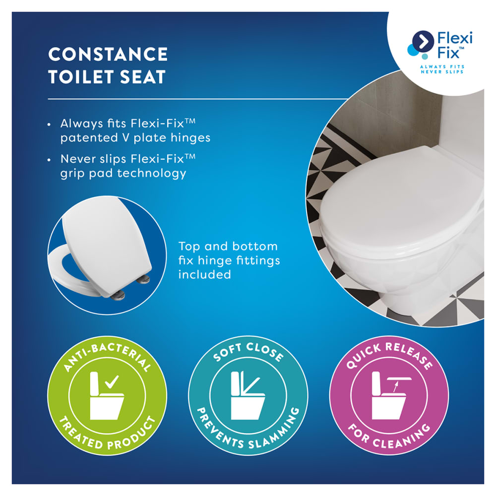 Croydex Constance Flexi-Fix Soft Close Toilet Seat - White
