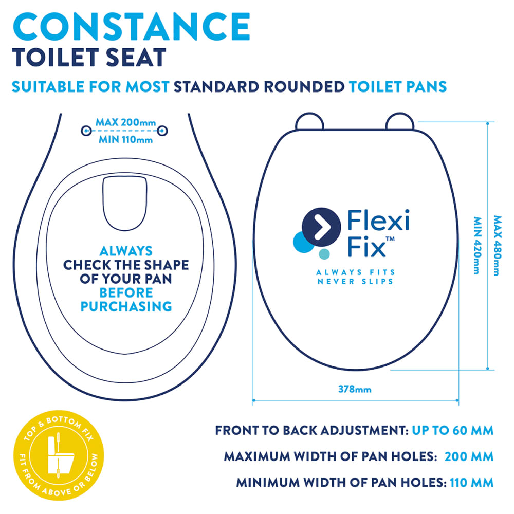 Croydex Constance Flexi-Fix Soft Close Toilet Seat - White