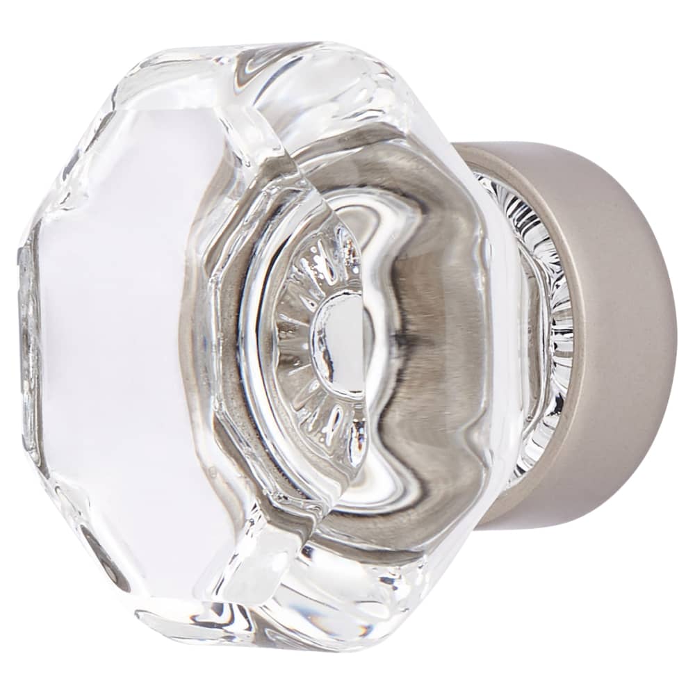 Altro Faceted Floral Glass Cabinet Knob - 35mm Diameter - Satin Nickel