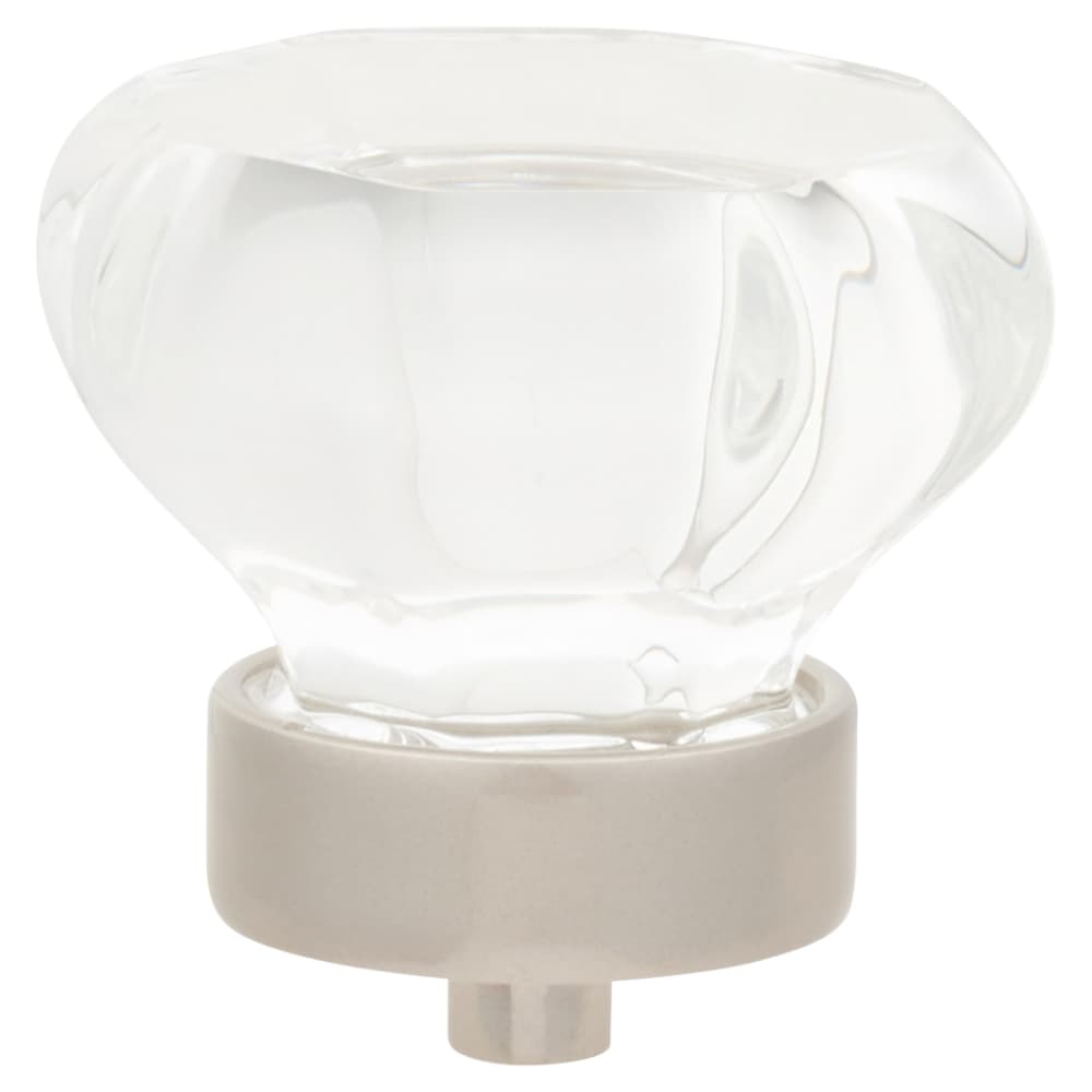 Altro Faceted Floral Glass Cabinet Knob - 35mm Diameter - Satin Nickel