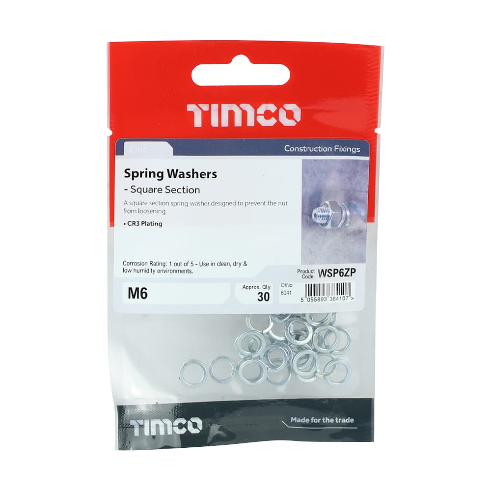 TIMCO Spring Washer - M6 - Zinc Plated - Pack of 30
