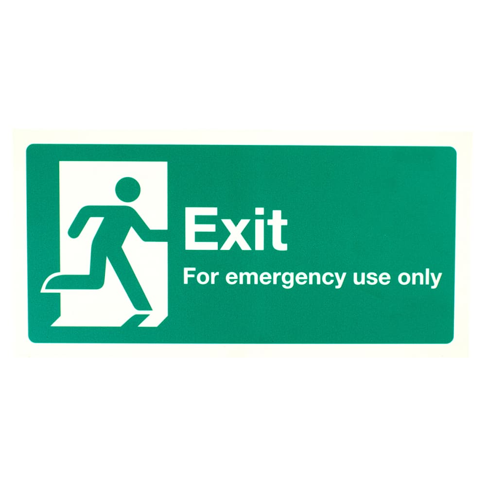 Photoluminescent Exit for Emergency Use Only Sign - 300 x 150mm - Rigid Plastic