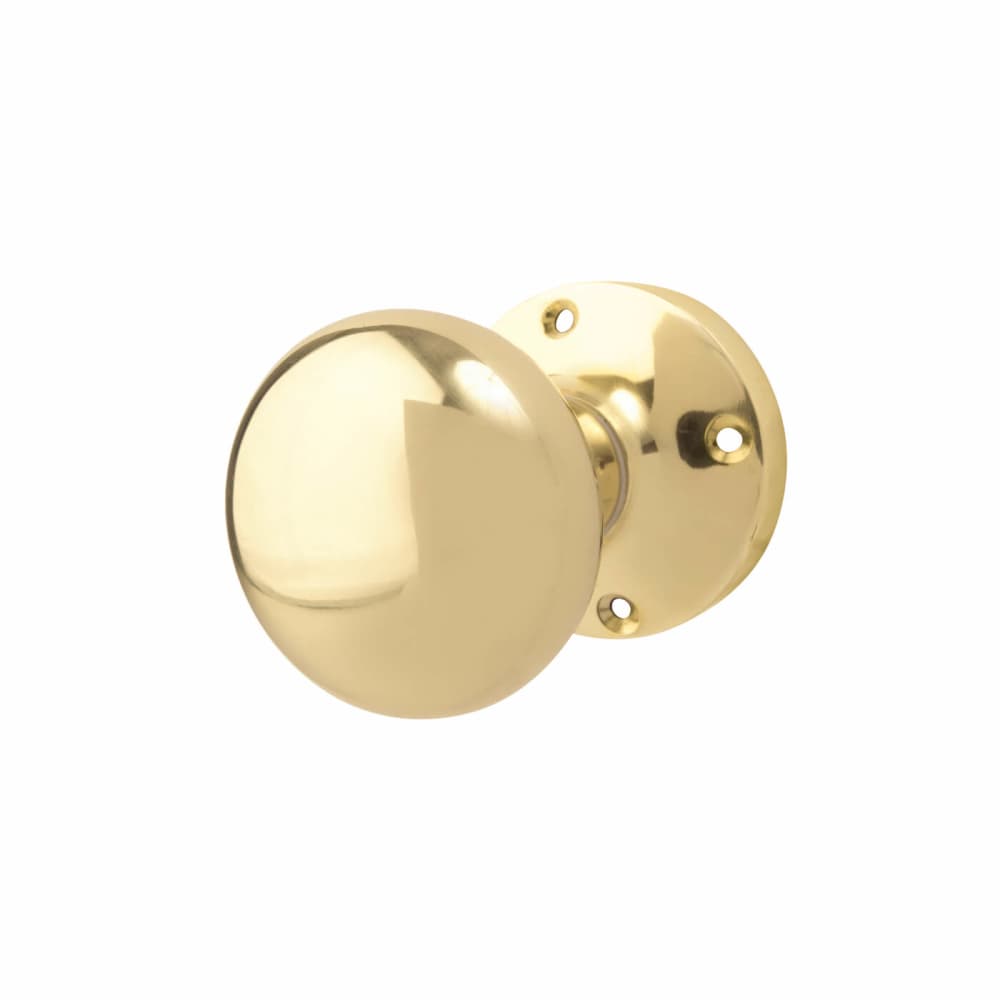 Altro Round Mortice Door Knob - 52mm Knob Diameter - Polished Brass