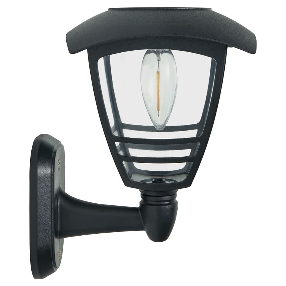 Forum Zink Cadeby LED Solar Outdoor Wall Lantern Light - IP44 - 3000K Warm White - Black 