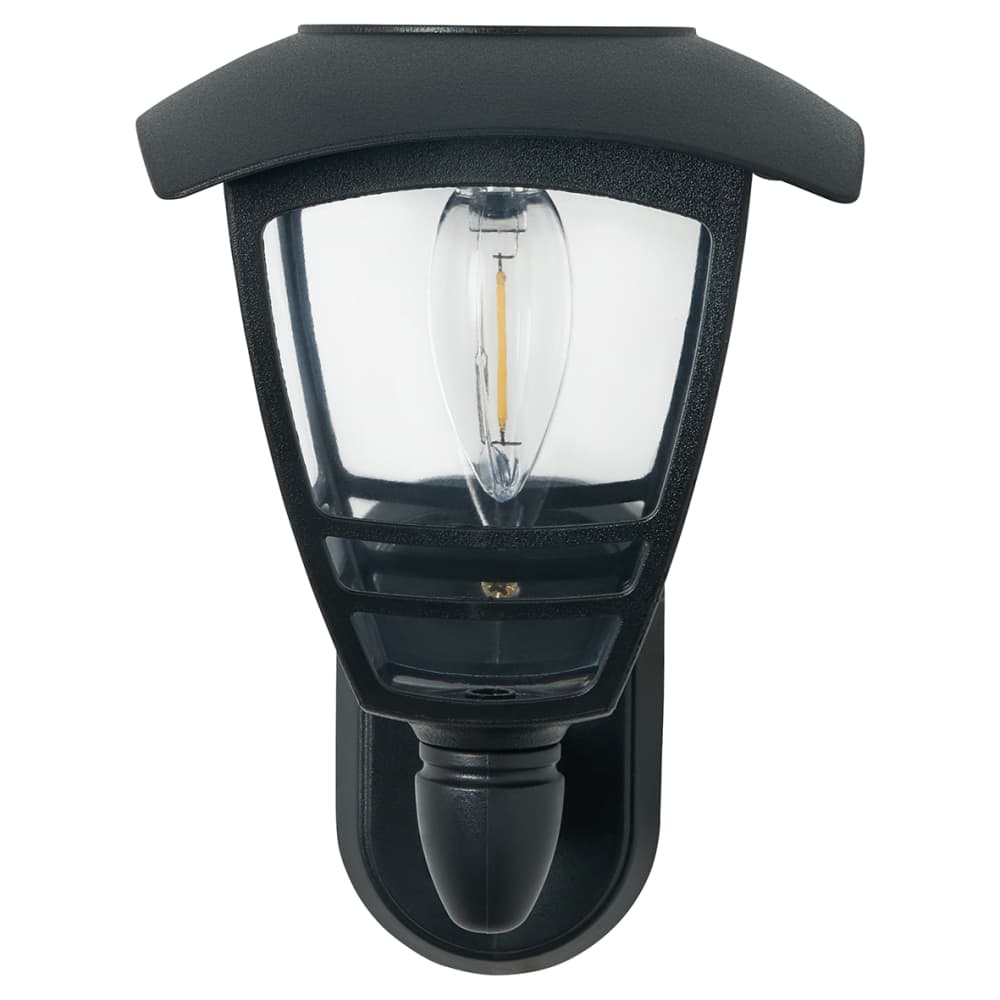 Forum Zink Cadeby LED Solar Outdoor Wall Lantern Light - IP44 - 3000K Warm White - Black 