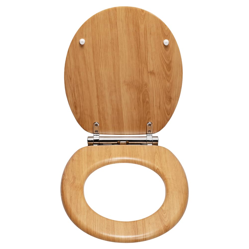 Croydex Hartley Flexi-Fix Soft Close Wooden Toilet Seat - Light Oak