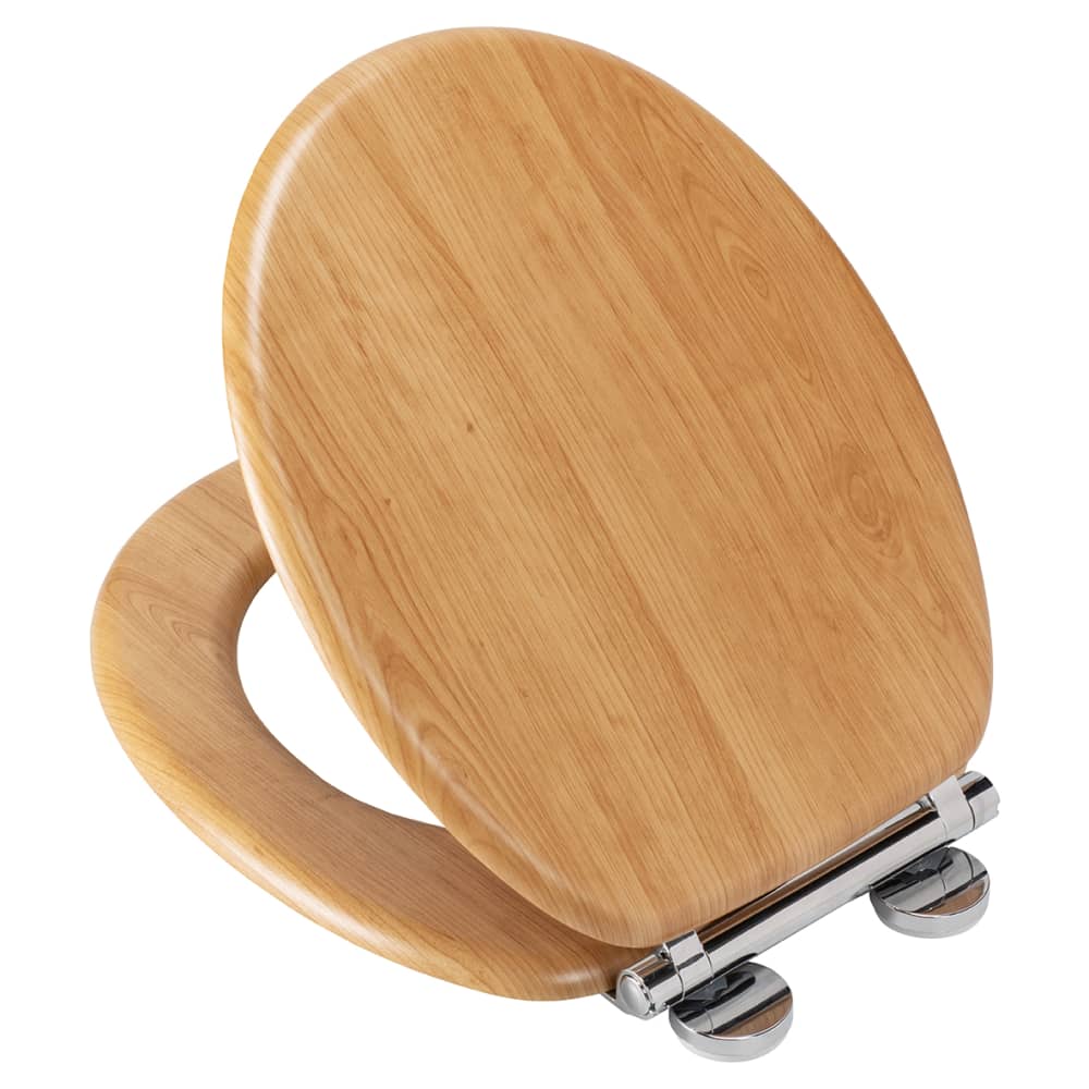 Croydex Hartley Flexi-Fix Soft Close Wooden Toilet Seat - Light Oak
