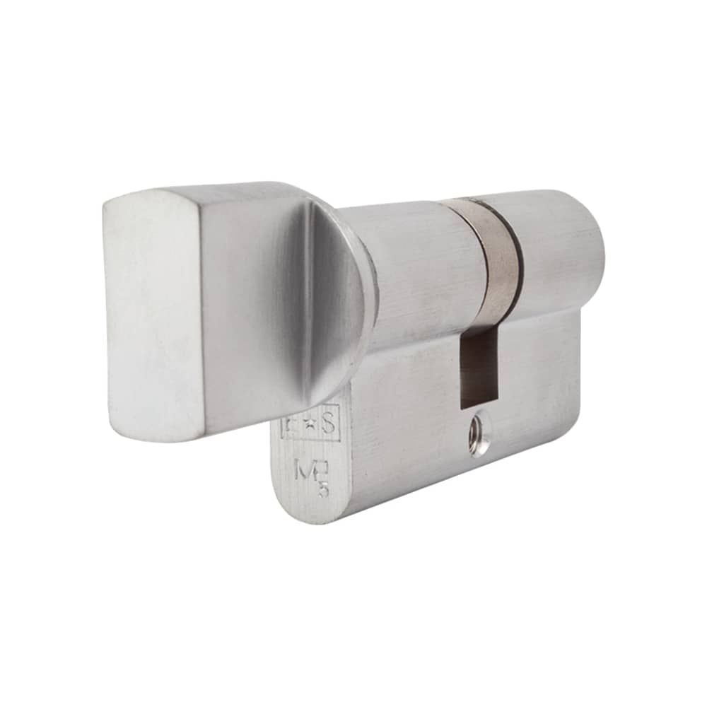 Eurospec 5 Pin 60mm Euro Thumbturn Cylinder - 30mm Turn + 30mm - Satin Chrome - Keyed to Differ