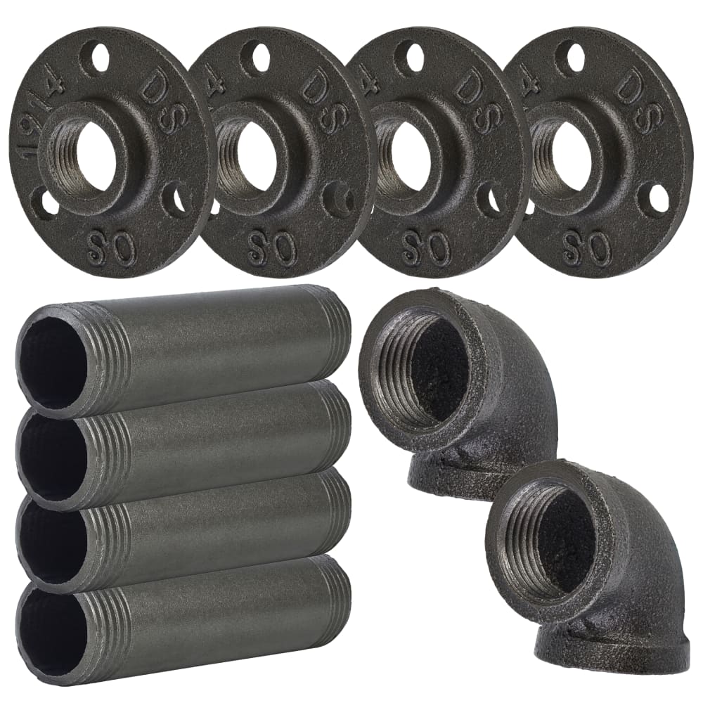 Altro 1/2" Pipe Shelf Bracket Kit - Grey - Pack of 2 