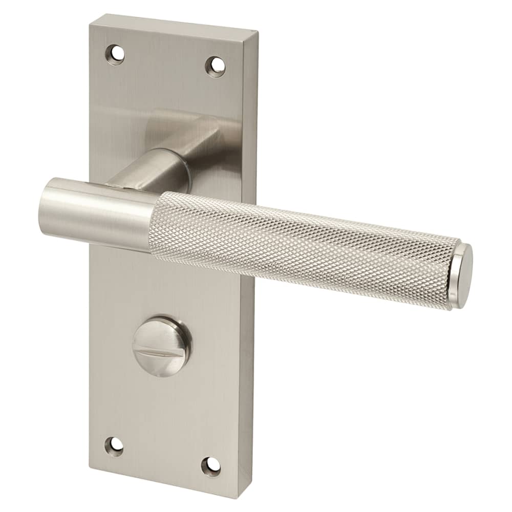 Altro Remi Knurled Bathroom Door Handle - 155 x 55mm - Satin Nickel