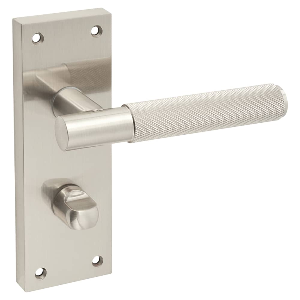 Altro Remi Knurled Bathroom Door Handle - 155 x 55mm - Satin Nickel