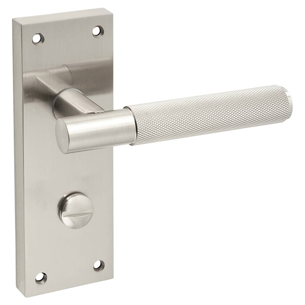 Altro Remi Knurled Bathroom Door Handle - 155 x 55mm - Satin Nickel