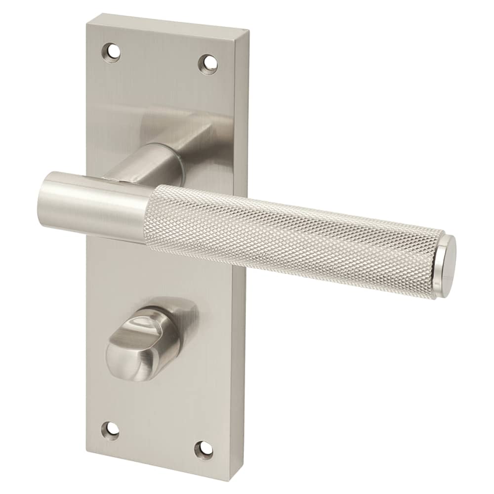 Altro Remi Knurled Bathroom Door Handle - 155 x 55mm - Satin Nickel