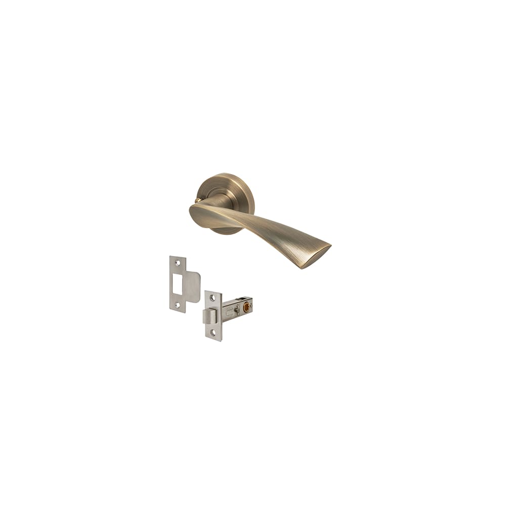 Excel Flex Door Handle on Rose - Privacy Kit - Antique Brass