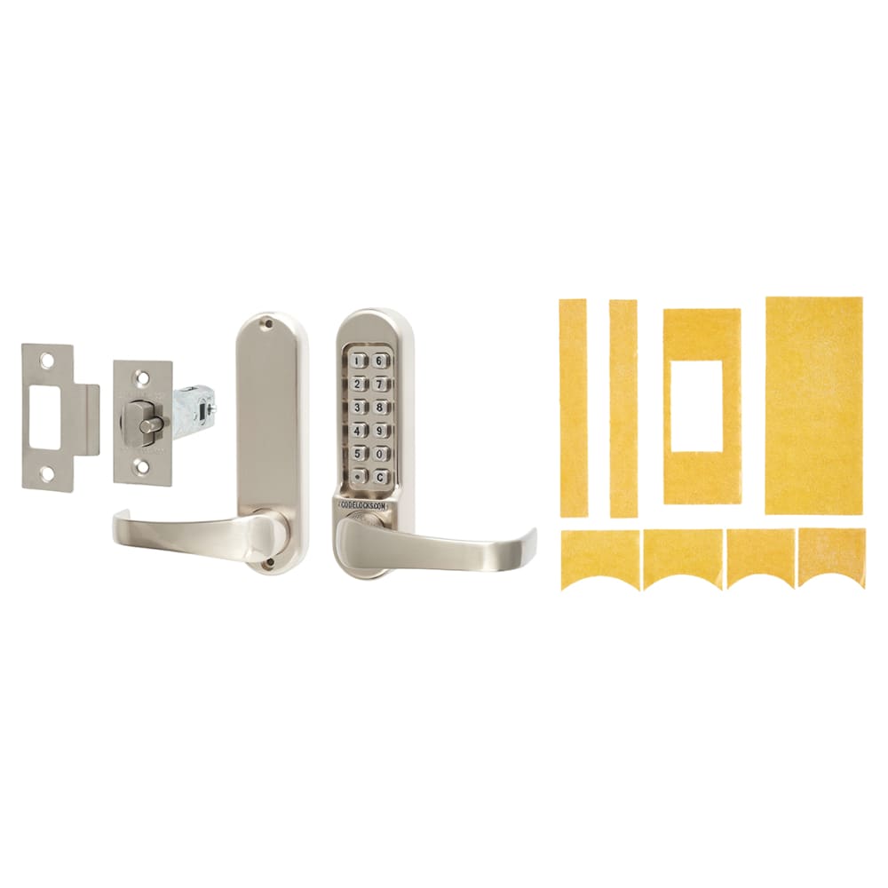 Codelocks CL515 Push Button Code Lock & Latch with Intumescent - Code Free Option - Stainless Steel