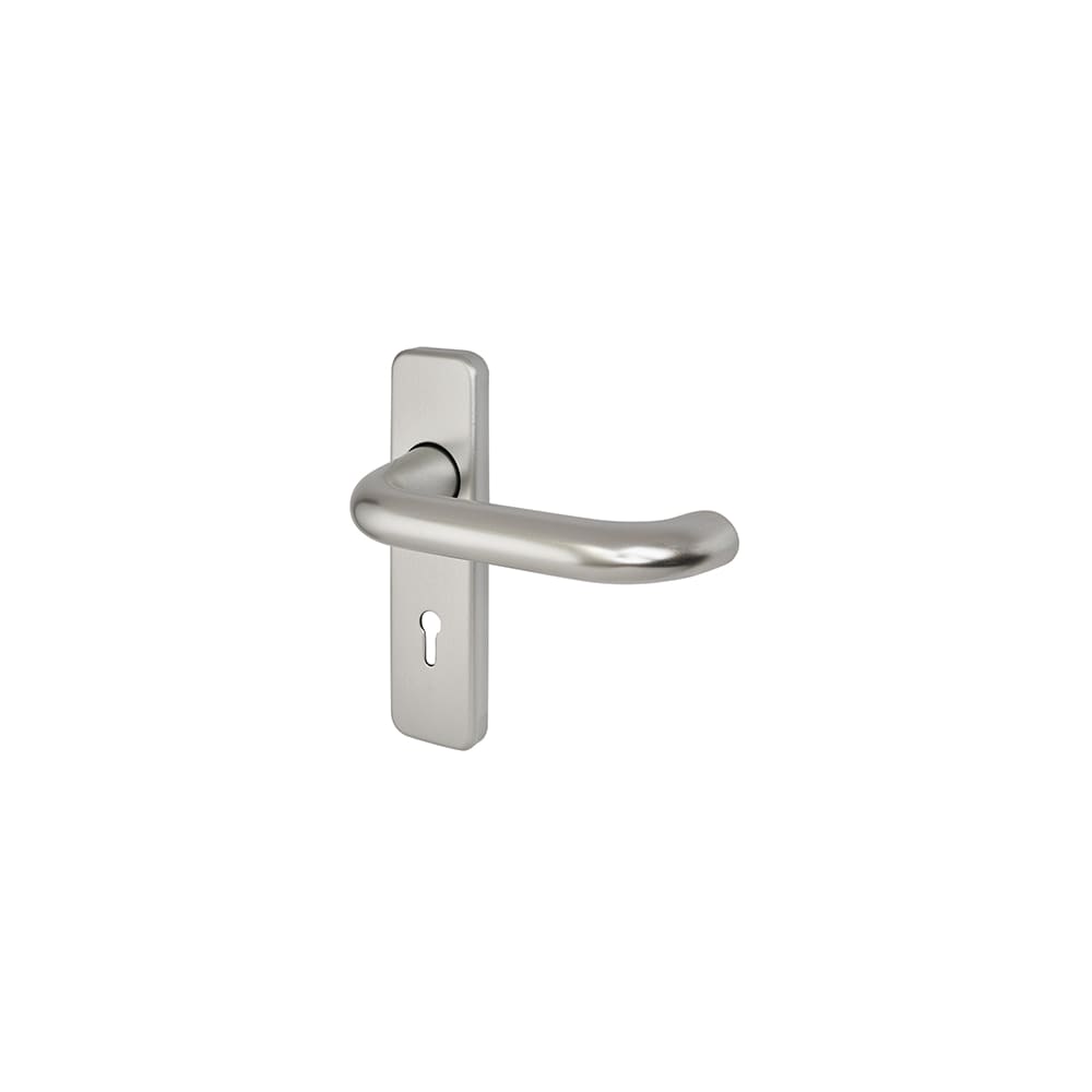 Touchpoint 20mm Return to Door Lock Door Handle - Keyhole - 155 x 40mm - Satin Aluminium