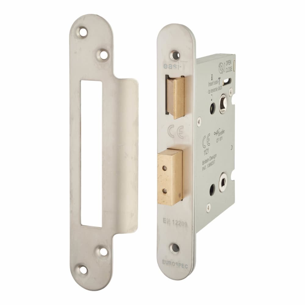 Hampstead Architectural Bathroom Lock - 78mm Case - 57mm Backset - Radius - Satin Stainless Steel