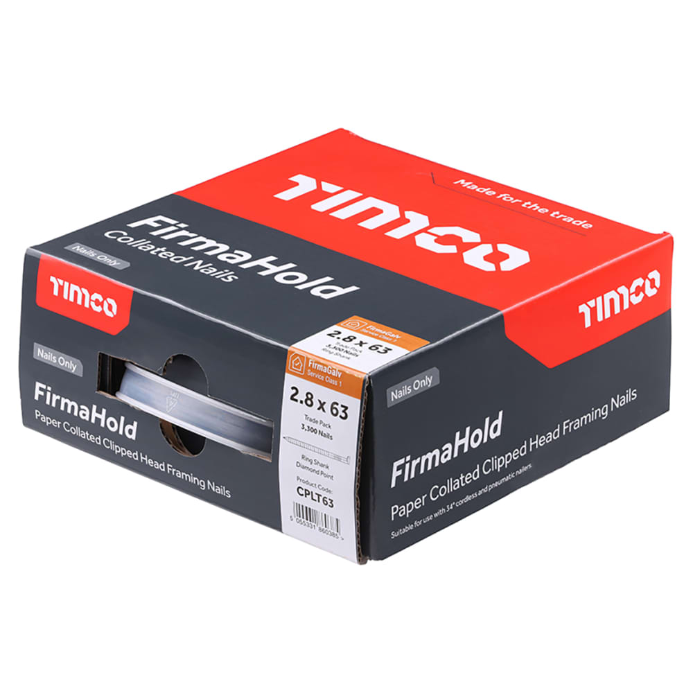 TIMCO FirmaHold First Fix Nail - Ring  - 34° Angled - 2.8 x 63mm - FirmaGalv+ - Pack of 3300
