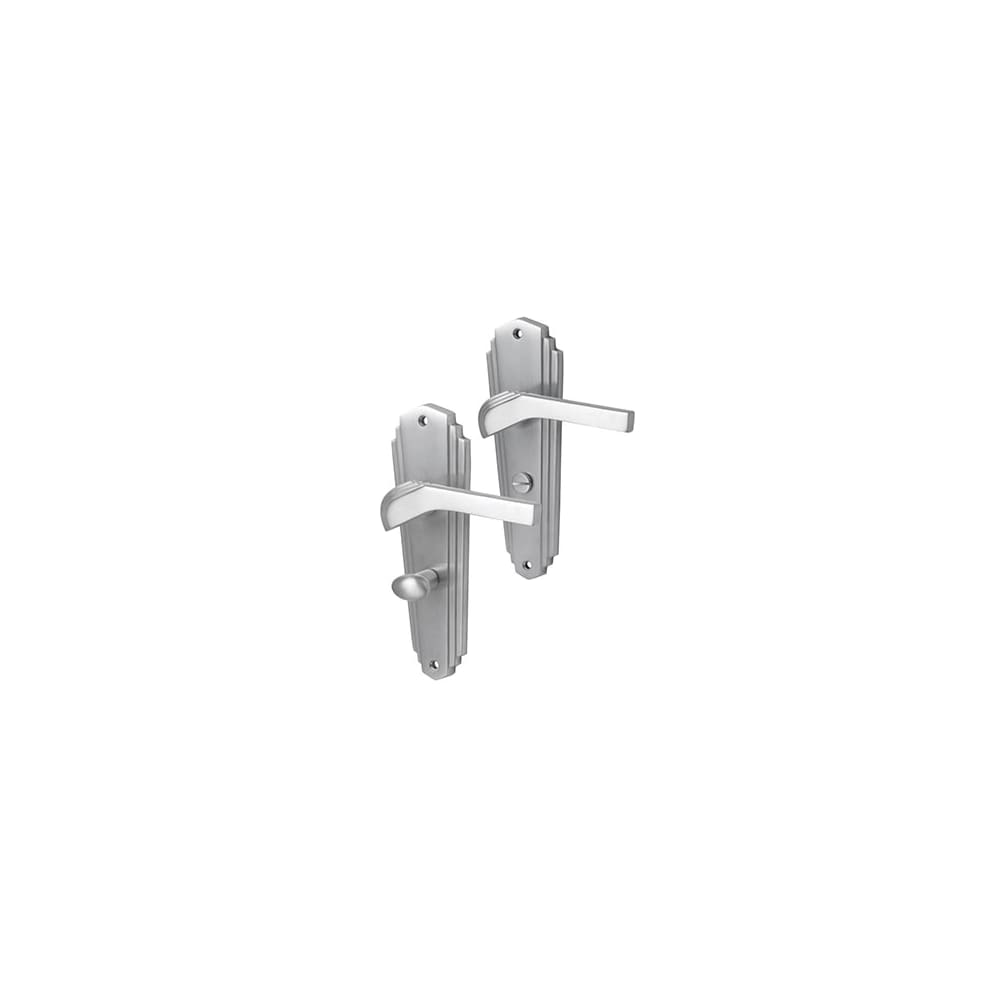 Heritage Brass by M Marcus Waldorf Art Deco Bathroom Door Handle - 203 x 66mm - Satin Chrome