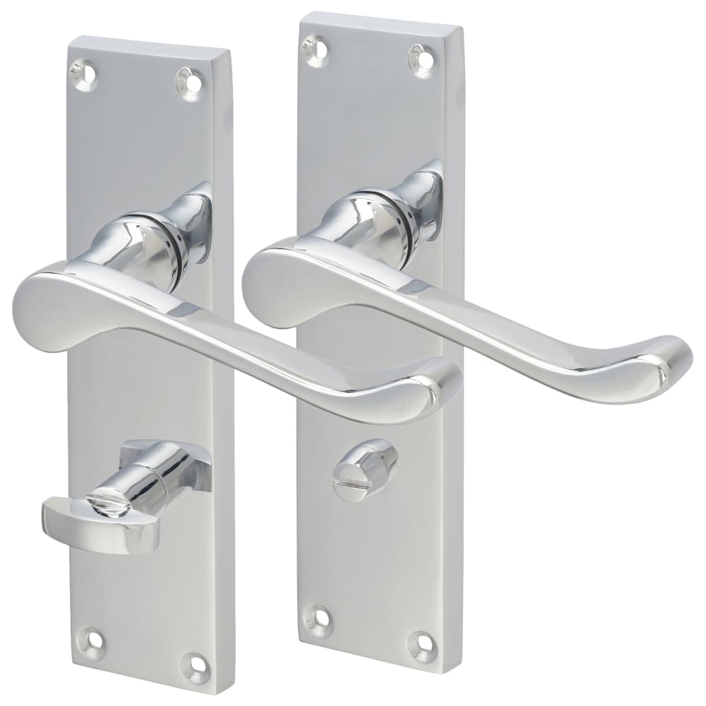 Touchpoint Victorian Scroll Bathroom Door Handle - 155 x 42mm - Polished Chrome