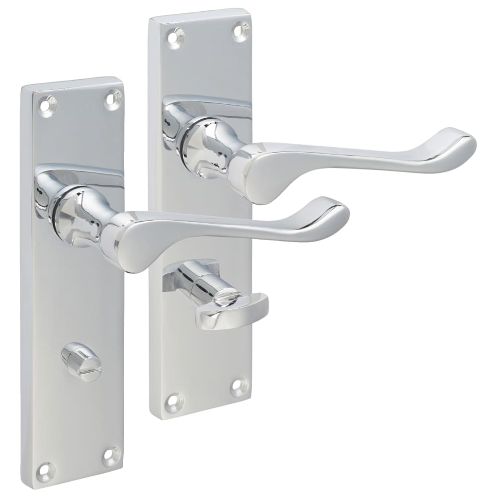 Touchpoint Victorian Scroll Bathroom Door Handle - 155 x 42mm - Polished Chrome