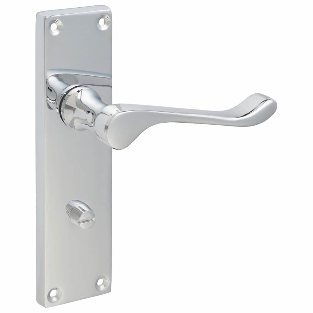 Touchpoint Victorian Scroll Bathroom Door Handle - 155 x 42mm - Polished Chrome