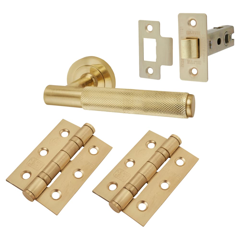 Altro Remi Knurled Latch Door Handle Kit - Satin Brass
