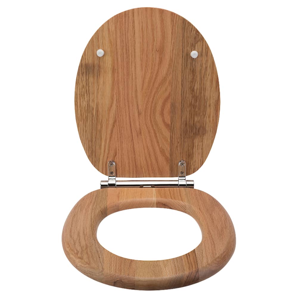 Croydex Rutland Flexi-Fix Soft Close Wooden Toilet Seat - Natural Wood