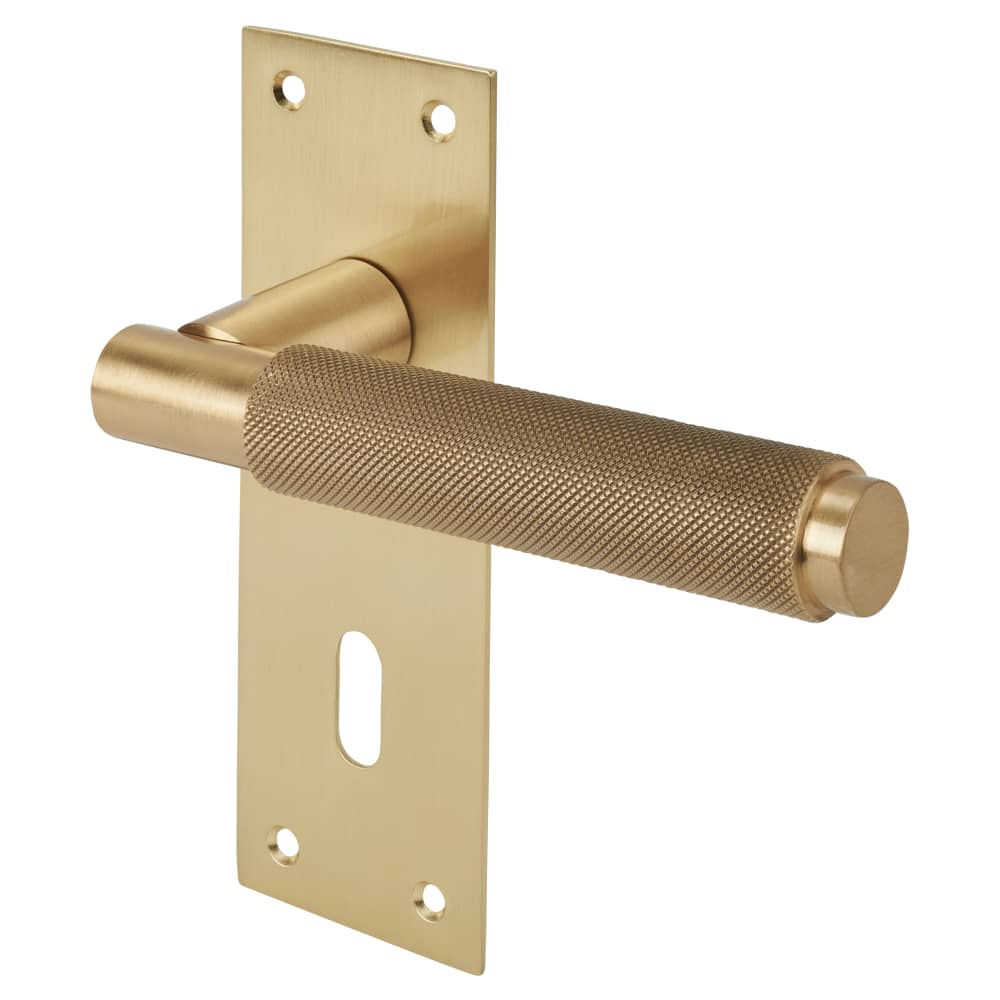 Carlisle Brass Serozzetta Varese Knurled Door Lock Handle - Keyhole - Satin  Brass, IronmongeryDirect