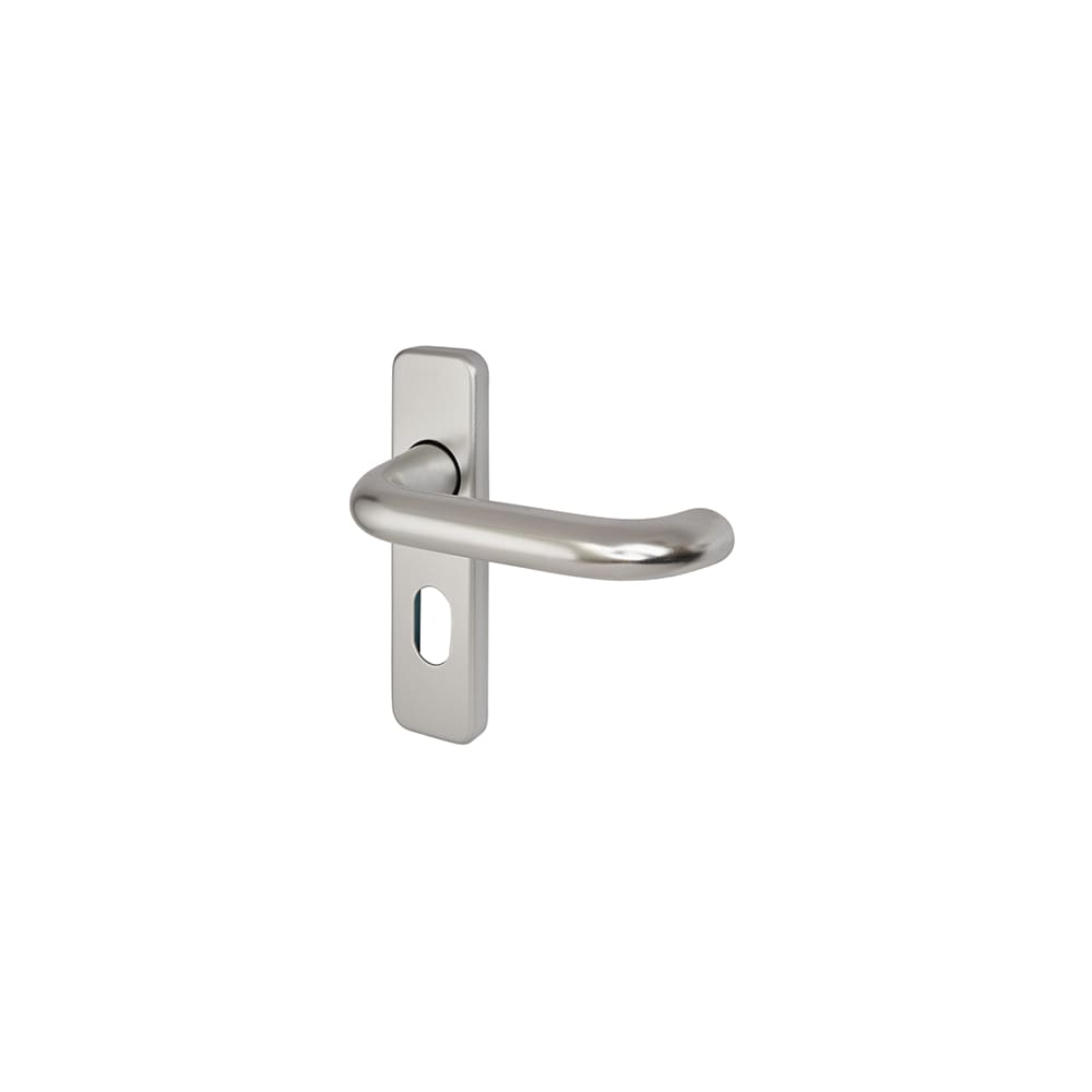 Touchpoint 20mm Return to Door Lock Door Handle - Oval - 155 x 40mm - Satin Aluminium