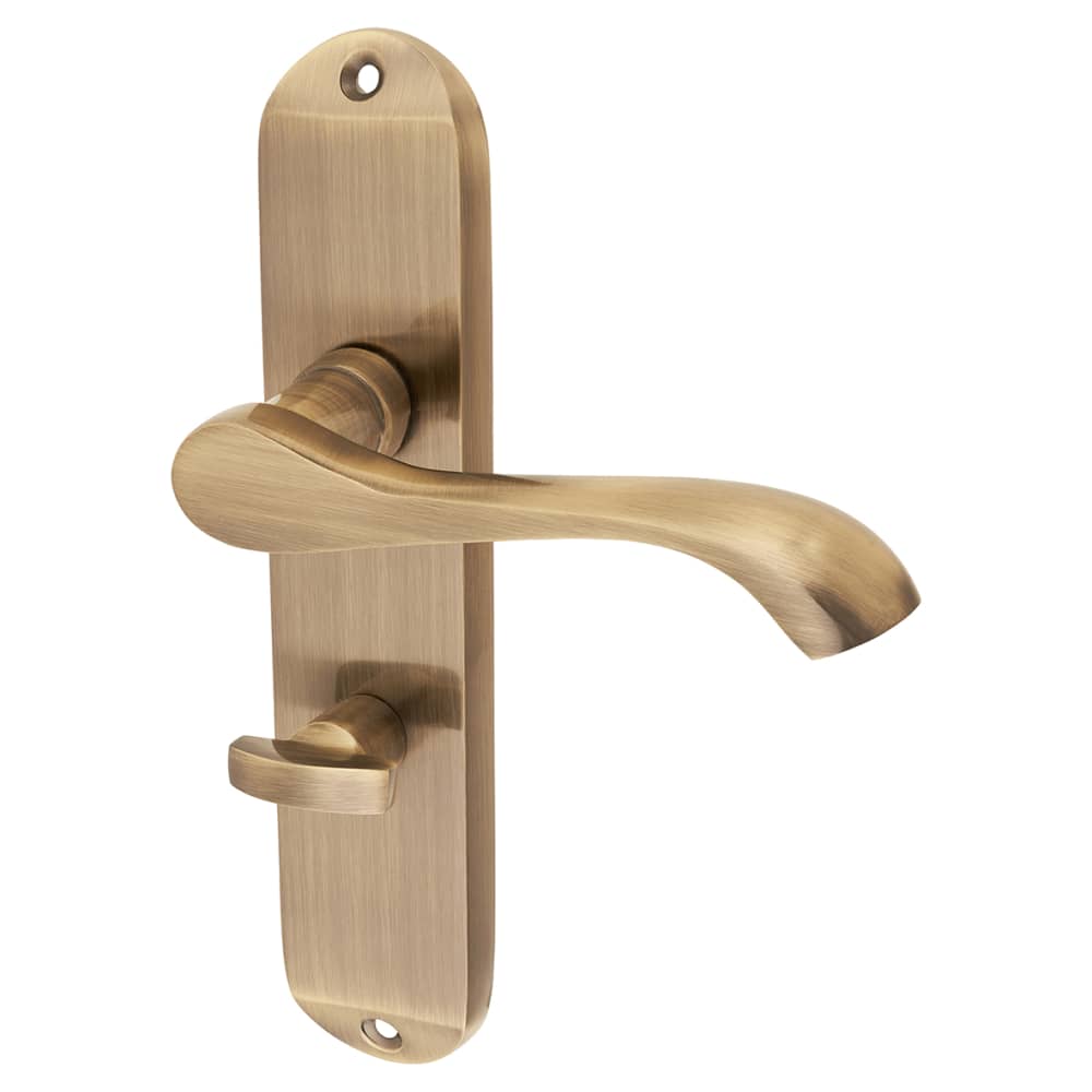 Touchpoint Ancona Bathroom Door Handle - 180 x 39mm - Antique Brass