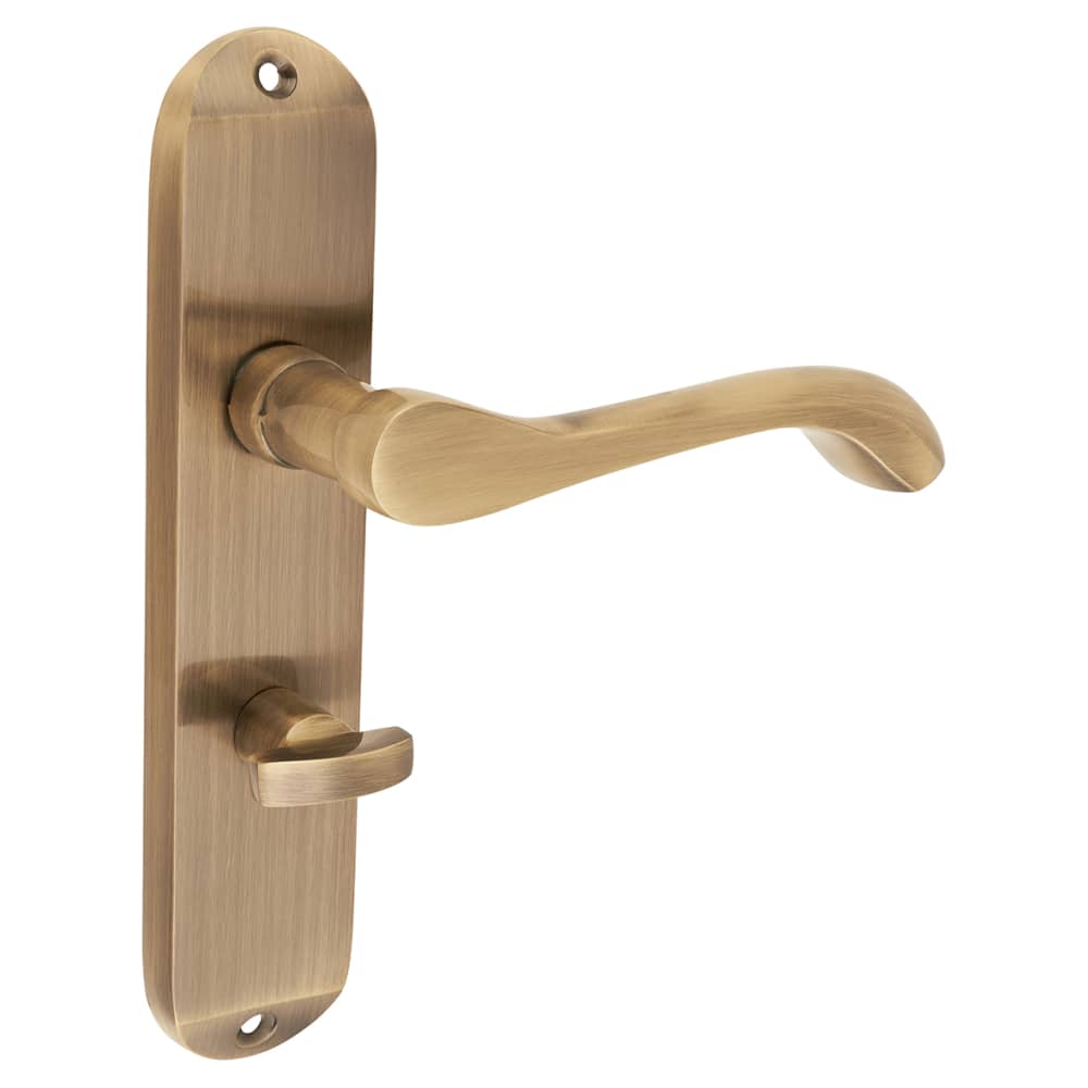 Touchpoint Ancona Bathroom Door Handle - 180 x 39mm - Antique Brass