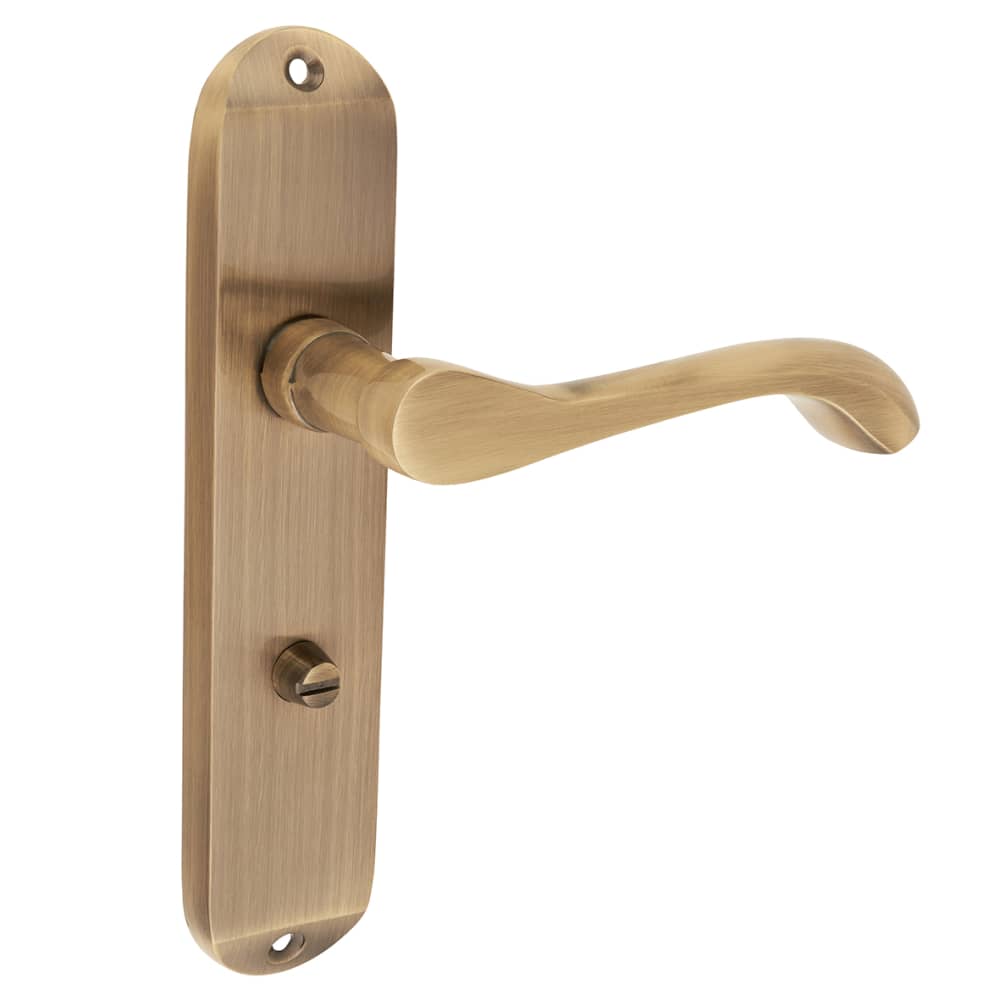 Touchpoint Ancona Bathroom Door Handle - 180 x 39mm - Antique Brass