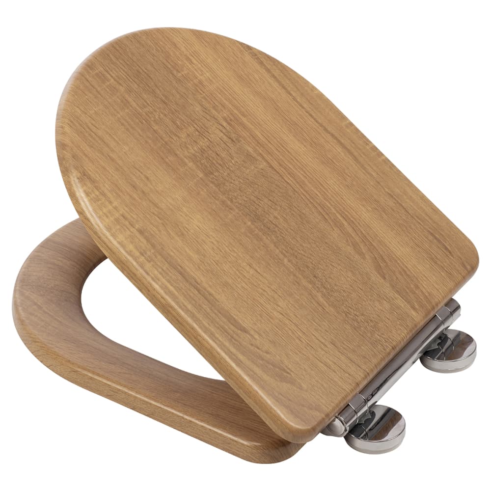 Croydex Levico Flexi-Fix Soft Close Wooden Toilet Seat - Teak