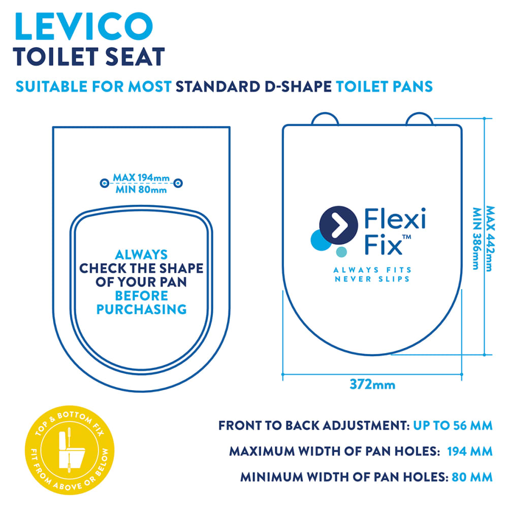 Croydex Levico Flexi-Fix Soft Close Wooden Toilet Seat - Teak