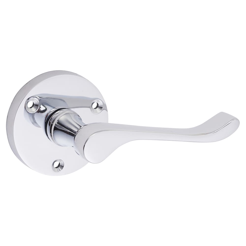 Altro Victorian Scroll Door Handle on Rose - Polished Chrome