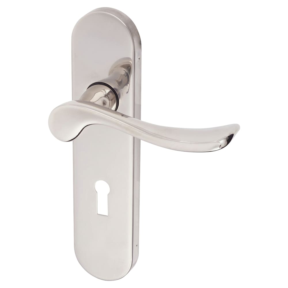 Urfic Berkshire Lock Door Handle - Keyhole - 113 x 39mm - Polished Nickel