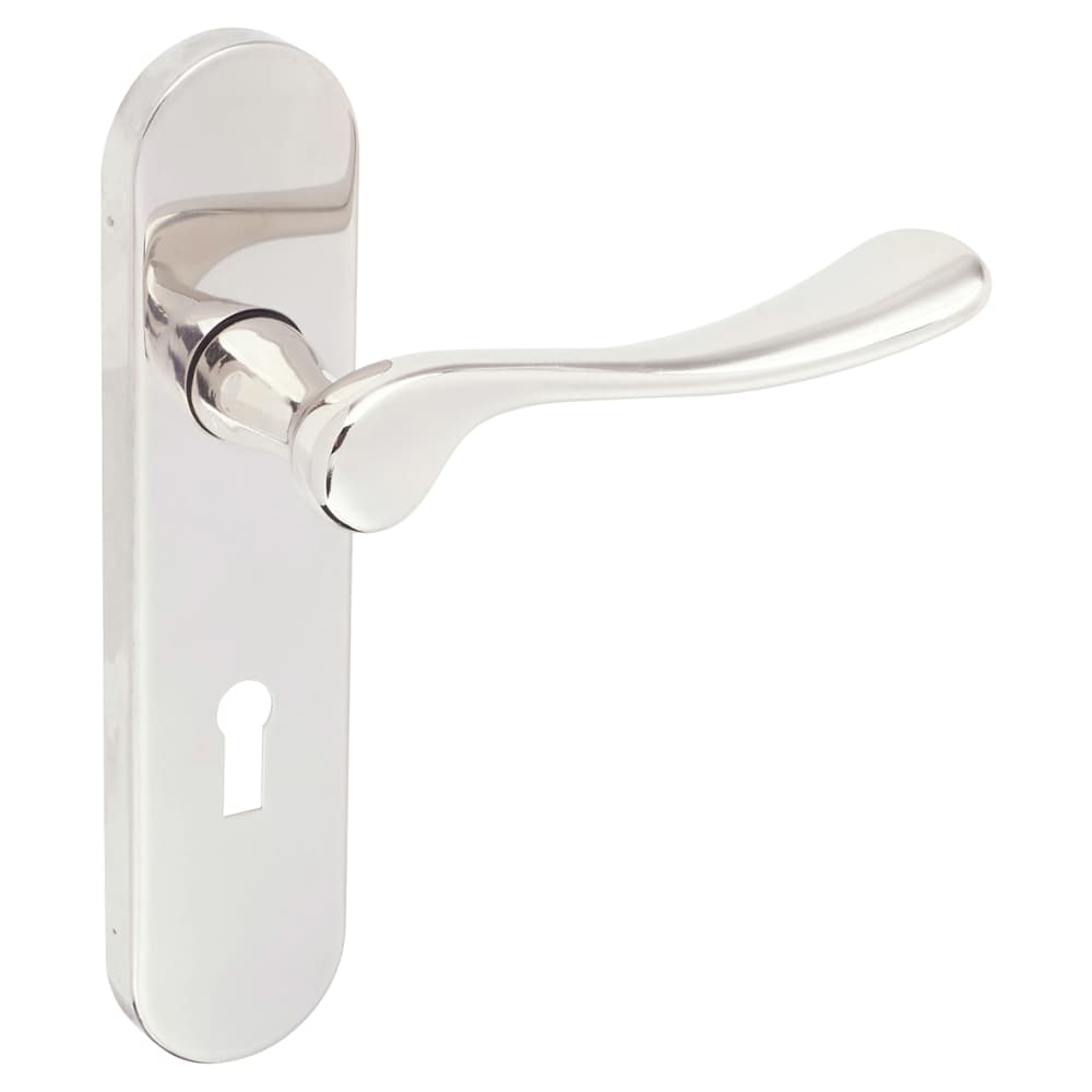 Urfic Berkshire Lock Door Handle - Keyhole - 113 x 39mm - Polished Nickel