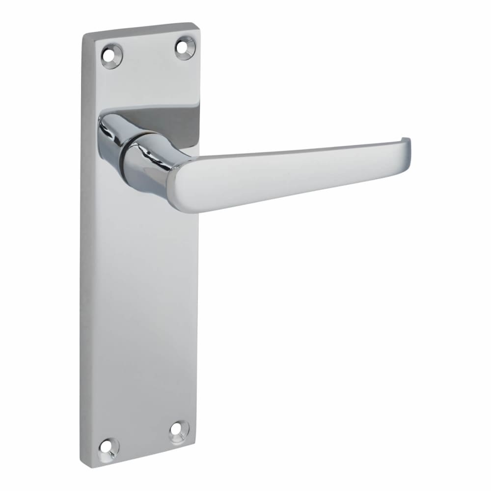 Touchpoint Budget Straight Door Handle Long Latch Set Polished Chrome IronmongeryDirect