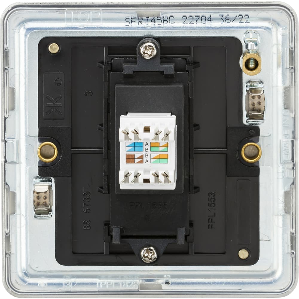 Knightsbridge 1 Gang Screwless Flat Plate RJ45 Data Socket - Brushed ...