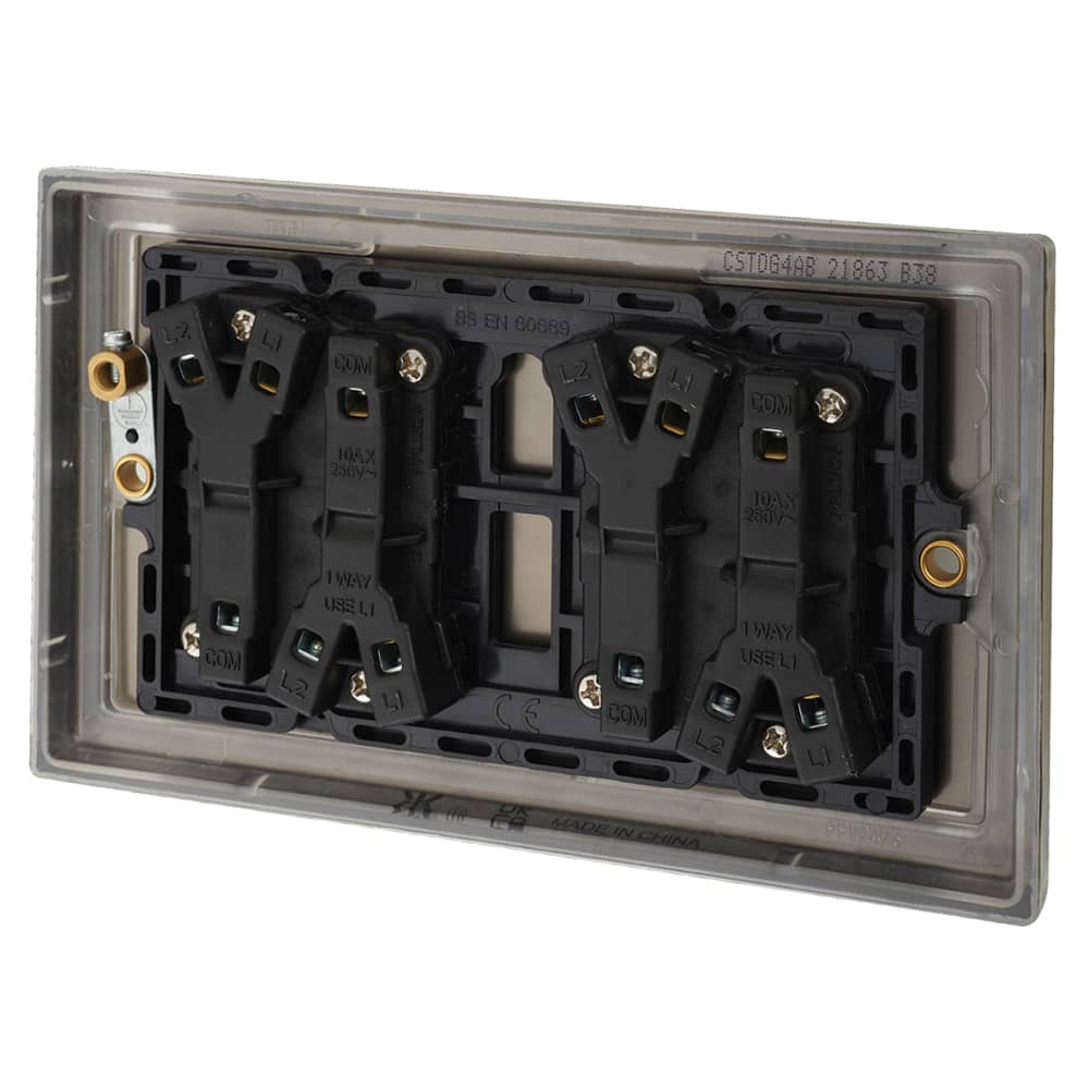 Knightsbridge 10AX 4 Gang 2 Way Toggle Light Switch - Antique Brass