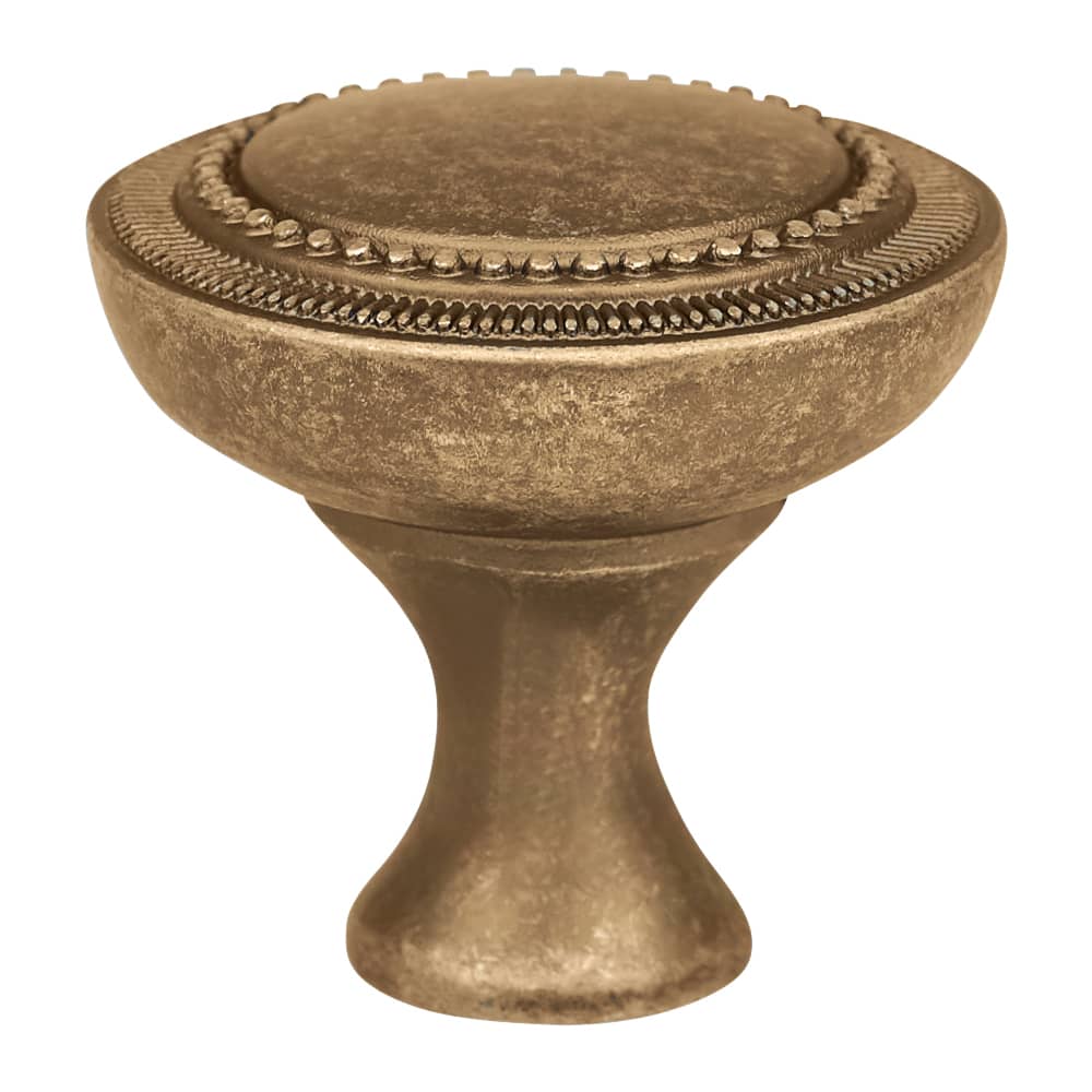 Olde Forge Averill Round Cabinet Knob - 30mm Diameter - Antique Brass