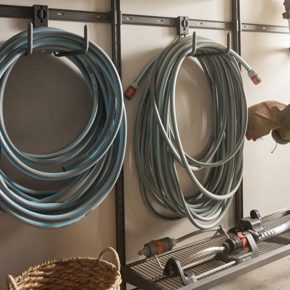 elfa Garage+ Storage Top Track System - Wide Double L-Hook for Storage Track - Matt Grey