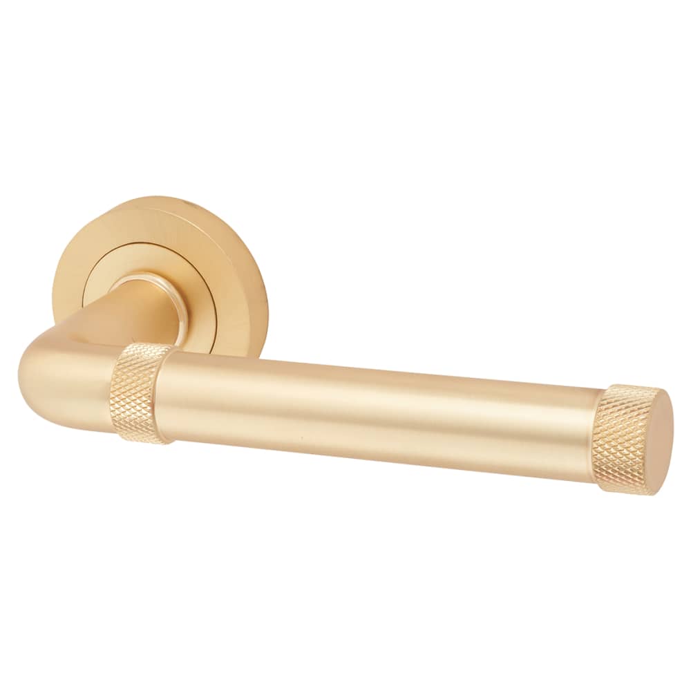 Jedo by Frelan Midtown Door Handle on Rose - Satin Brass
