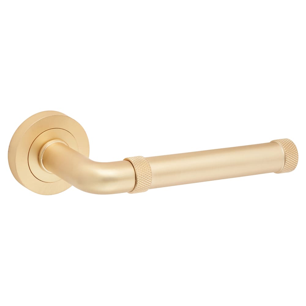 Jedo by Frelan Midtown Door Handle on Rose - Satin Brass