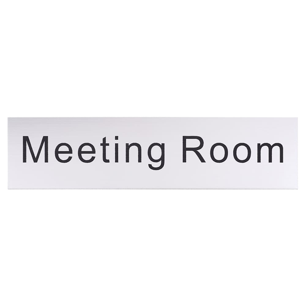Meeting Room Door Sign - 200 x 50mm - Silver Effect Plastic