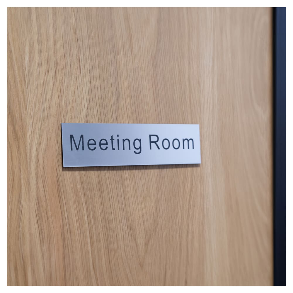 Meeting Room Door Sign - 200 x 50mm - Silver Effect Plastic