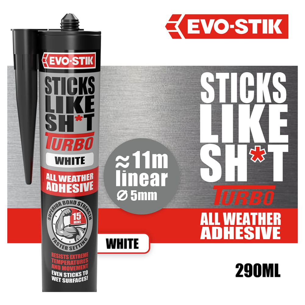 Evo-Stik Sticks Like Sh*t Turbo - Solvent Free - 290ml - White